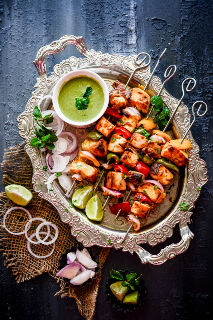 Paneer Tikka Recipe In Oven Spoon Fork And Food